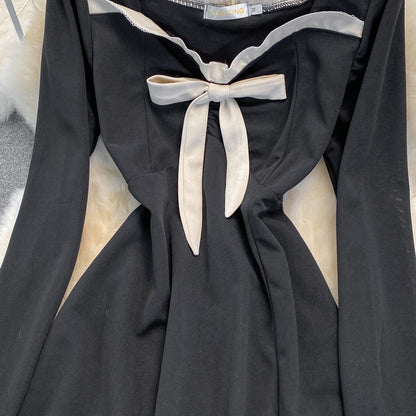 Black A Line Long Sleeve Dress A Line Fashion Dress RF0257