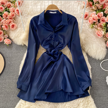 Sexy Blue Long Sleeve Dress Fashion Dress RF0255
