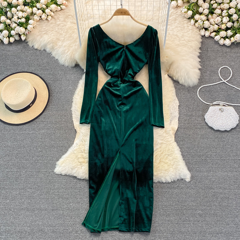Sexy V Neck Long Sleeve Dress RF0253