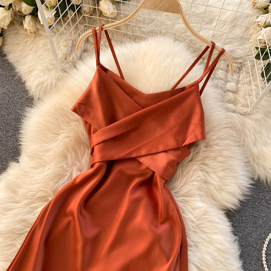 Cute Satin Short A Line Dress Fashion Dress RF0250
