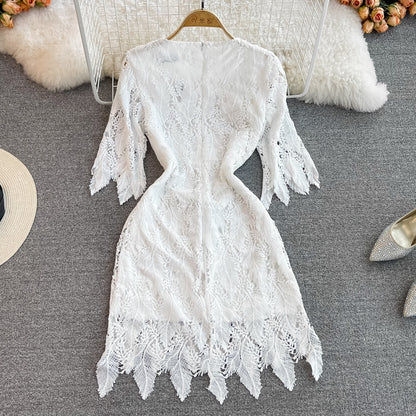 White Lace Short Dress Fashion Dress RF0247