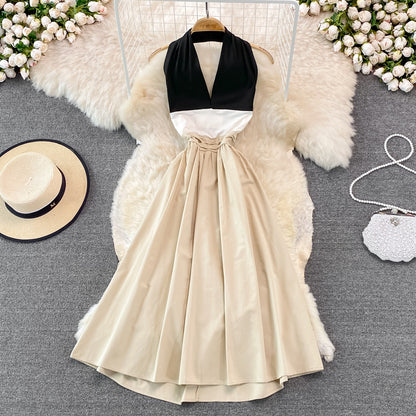 Stylish Halterneck Backless Dress A Line Fashion Dress RF0238