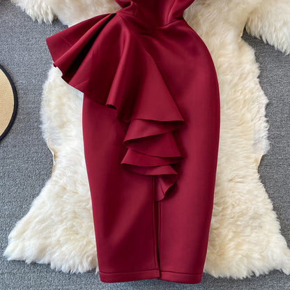 Stylish One Shoulder Satin Short Dress Party Dress RF0232