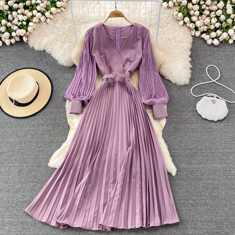 Elegant V Neck Long Sleeve Dress A Line Fashion Dress RF0228