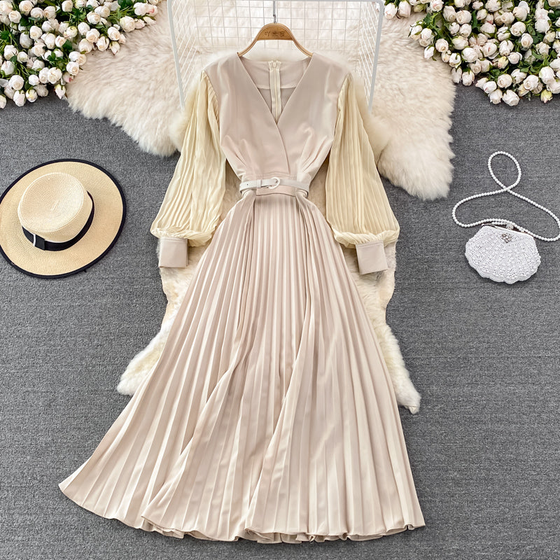 Elegant V Neck Long Sleeve Dress A Line Fashion Dress RF0228