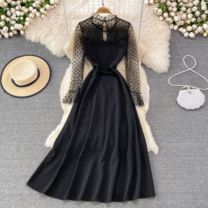 Elegant A Line Long Sleeve Dress See Through Dress RF0227