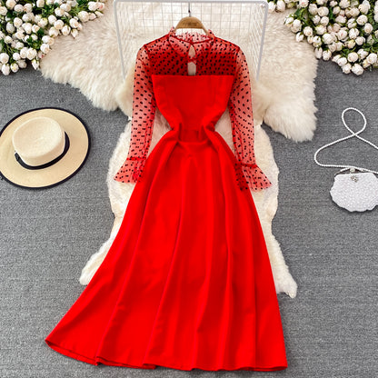 Elegant A Line Long Sleeve Dress See Through Dress RF0227