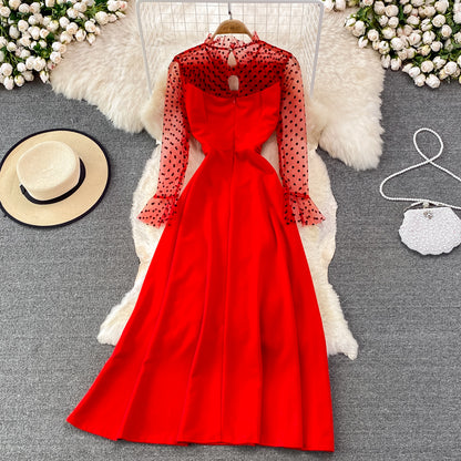 Elegant A Line Long Sleeve Dress See Through Dress RF0227