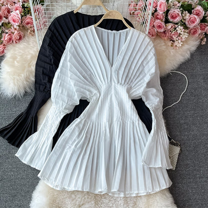 Unique V Neck Long Sleeve Dress Fashion Dress RF0226