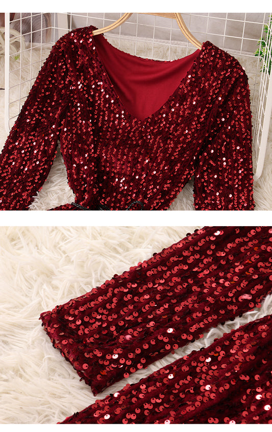 Shiny Sequins Short Dress Fashion Dress RF0224
