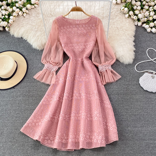 Cute Lace Pearl Dress A Line Fashion Dress RF0223