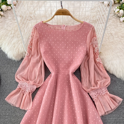 Cute Lace Long Sleeve Dress A Line Fashion Dress RF0222