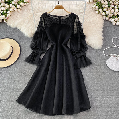 Cute Lace Long Sleeve Dress A Line Fashion Dress RF0222