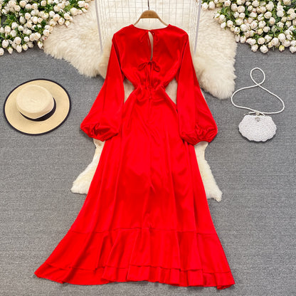 Red Chiffon Long A Line Dress Red Fashion Dress RF0221