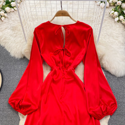 Red Chiffon Long A Line Dress Red Fashion Dress RF0221