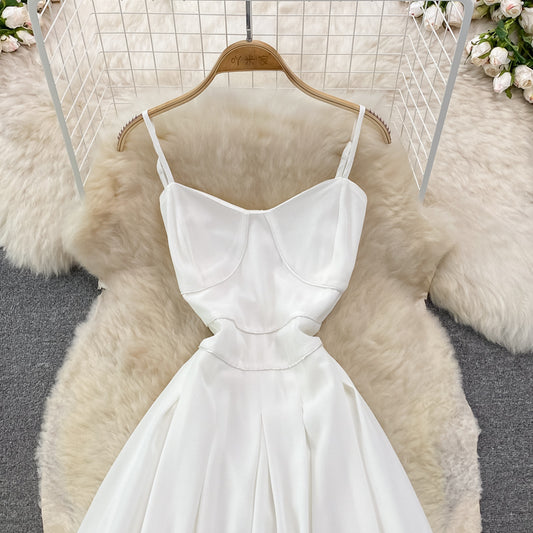White Chiffon A Line Short Dress Fashion Dress RF0219