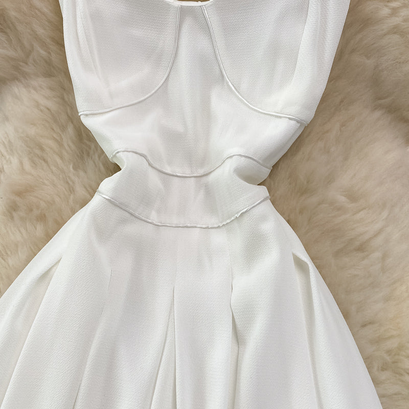 White Chiffon A Line Short Dress Fashion Dress RF0219