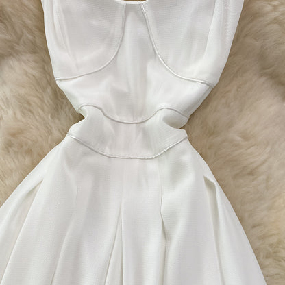 White Chiffon A Line Short Dress Fashion Dress RF0219