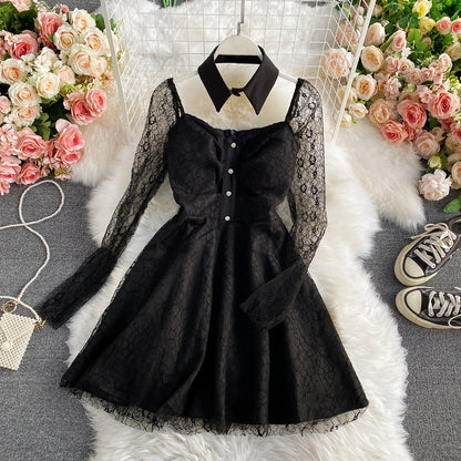 Sexy Lace Long Sleeve Dress A Line Fashion Dress RF0215
