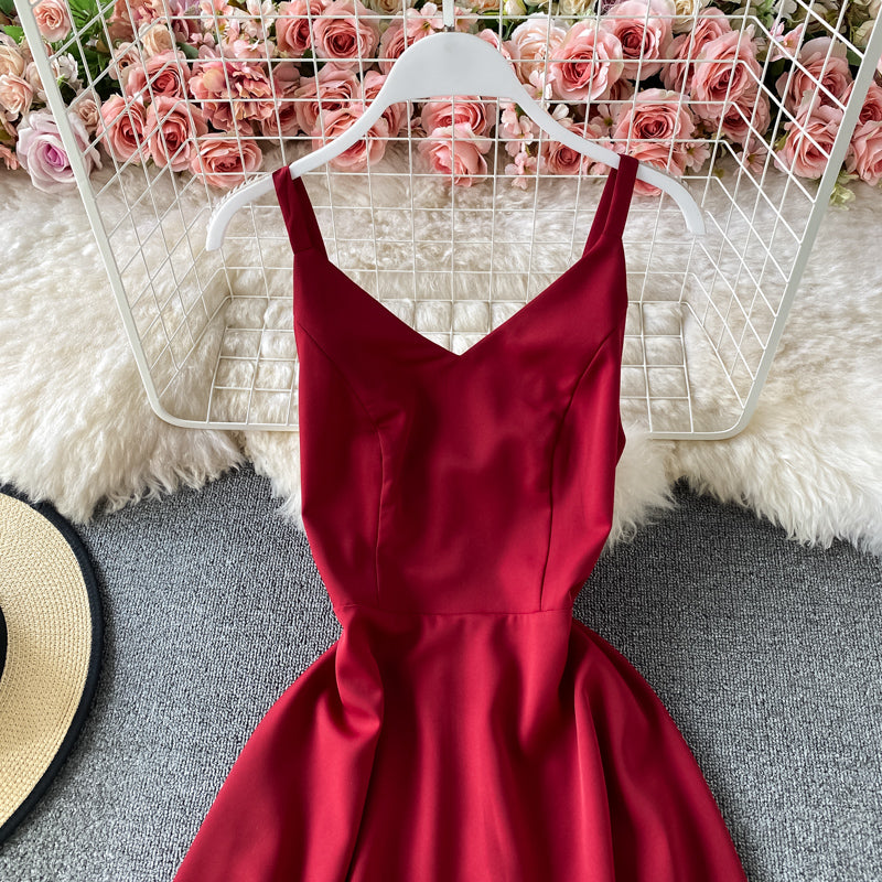 Simple V Neck Short Dress A Line Fashion Dress RF0210