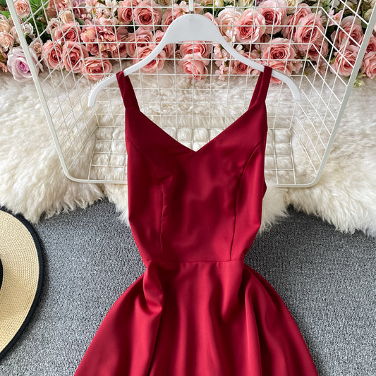Simple V Neck Short Dress A Line Fashion Dress RF0210