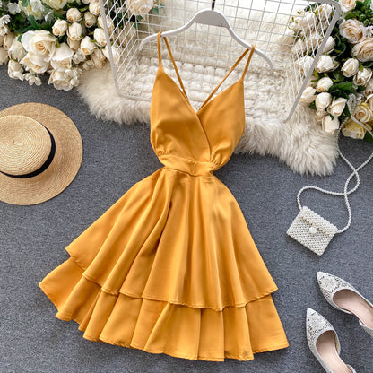 Cute V Neck Short Dress A Line Fashion Dresses RF0208