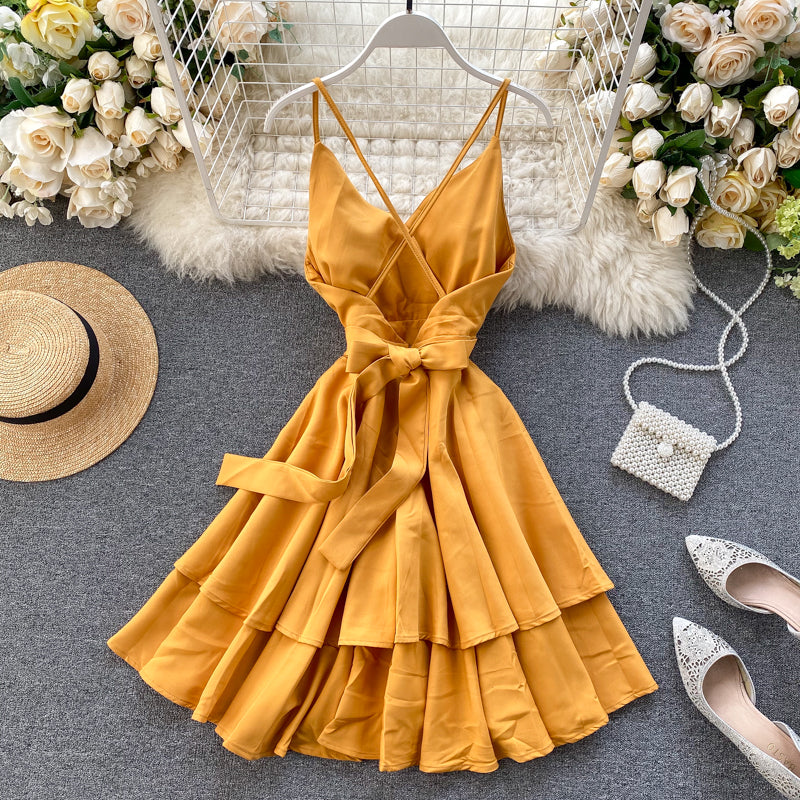 Cute V Neck Short Dress A Line Fashion Dresses RF0208