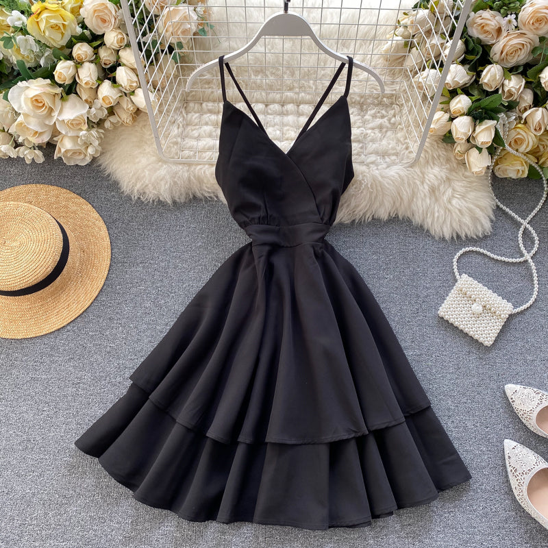 Cute V Neck Short Dress A Line Fashion Dresses RF0208