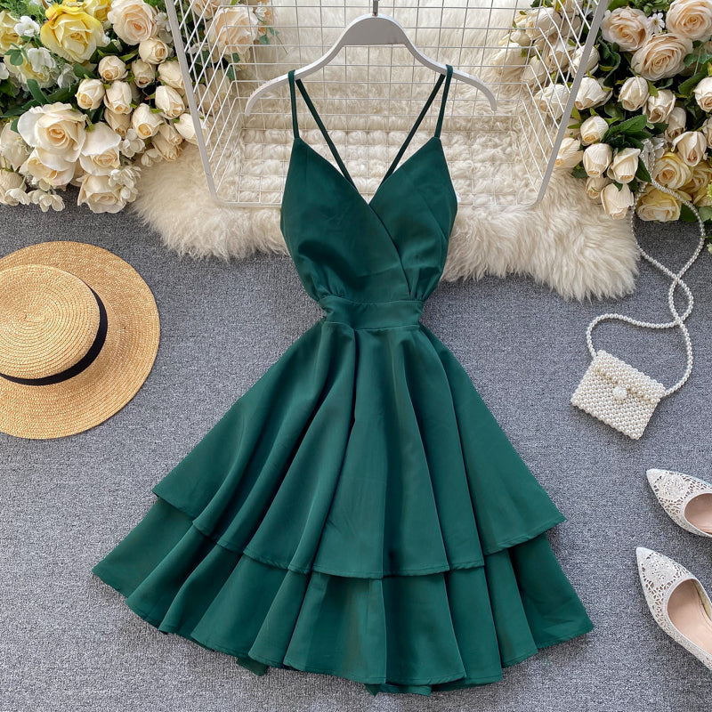 Cute V Neck Short Dress A Line Fashion Dresses RF0208
