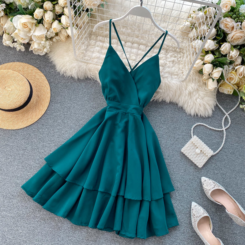 Cute V Neck Short Dress A Line Fashion Dresses RF0208