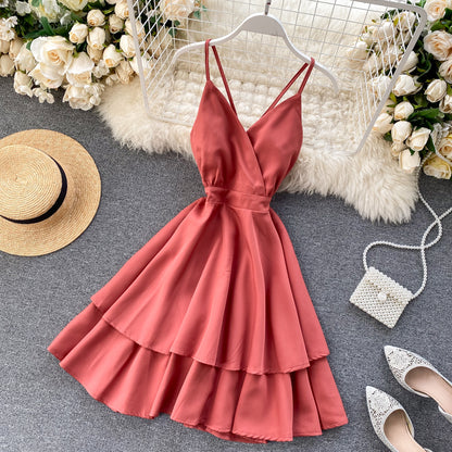 Cute V Neck Short Dress A Line Fashion Dresses RF0208