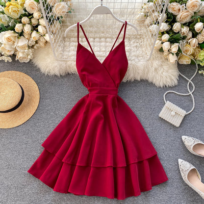 Cute V Neck Short Dress A Line Fashion Dresses RF0208
