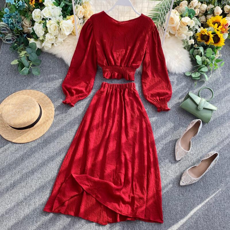 Cute Two Pieces Long Sleeve Dress Fashion Dress RF0202