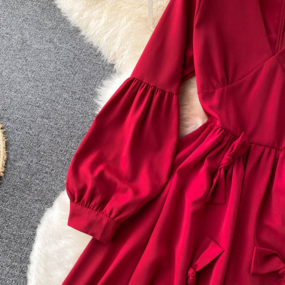 Cute V Neck Long Sleeve Dress A Line Fashion Dress RF0197