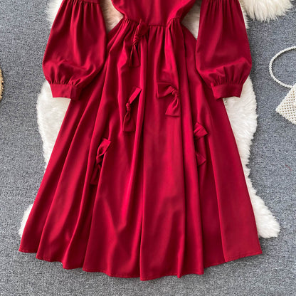 Cute V Neck Long Sleeve Dress A Line Fashion Dress RF0197