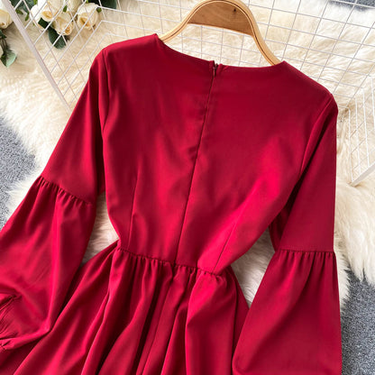 Cute V Neck Long Sleeve Dress A Line Fashion Dress RF0197