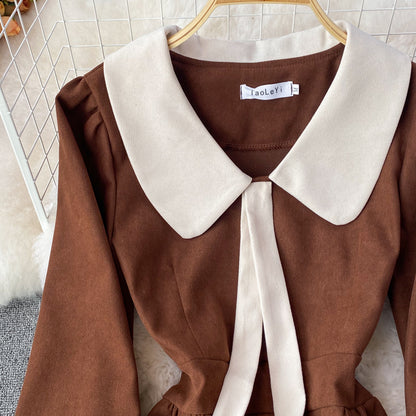 Robe à manches longues en velours côtelé doux, robe tendance RF0194