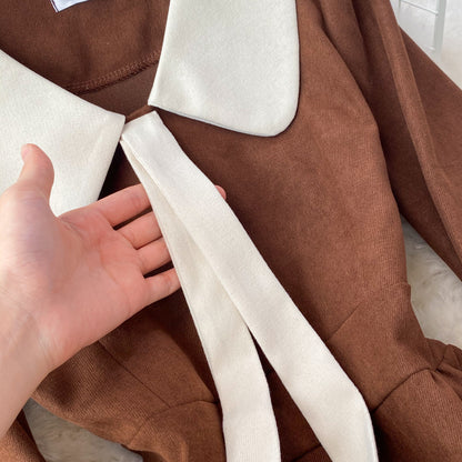 Robe à manches longues en velours côtelé doux, robe tendance RF0194