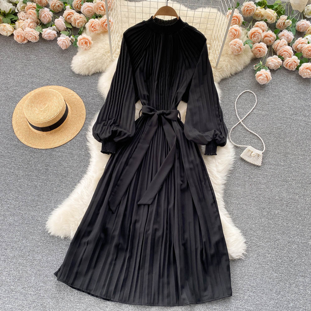 Simple Chiffon Long Sleeve Dress A Line Fashion Dress RF0187