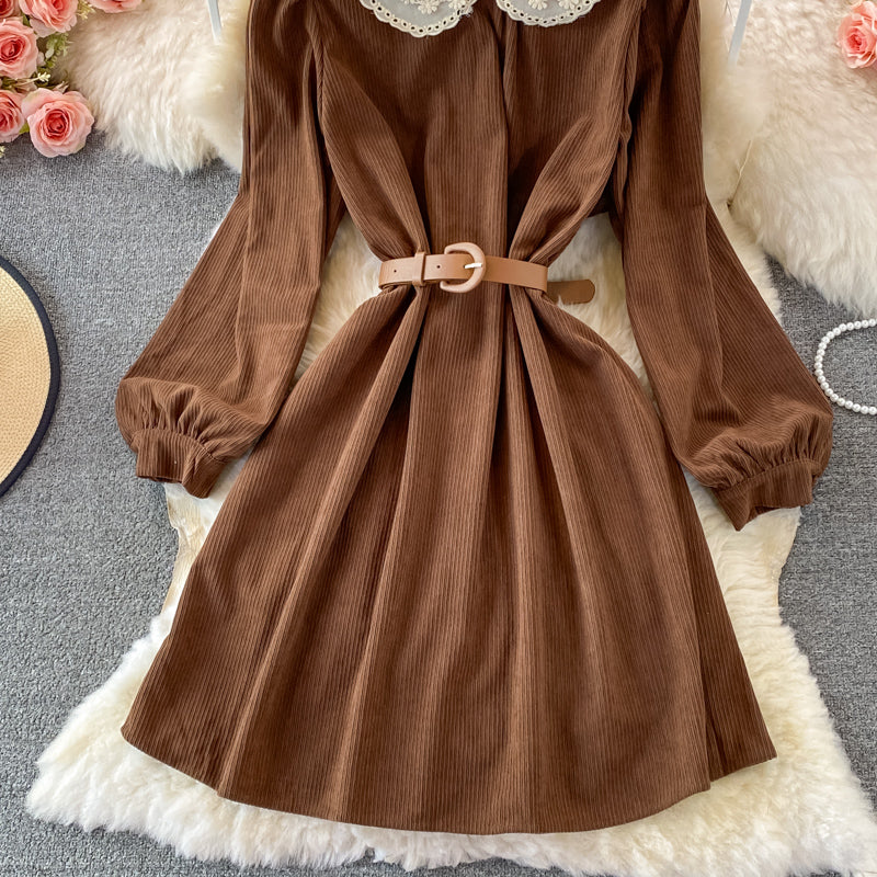 Sweet Lace Long Sleeve Dress A Line Fashion Dress RF0186