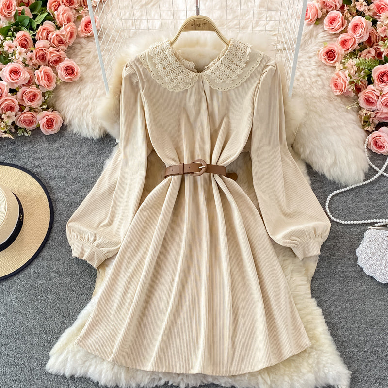 Sweet Lace Long Sleeve Dress A Line Fashion Dress RF0186