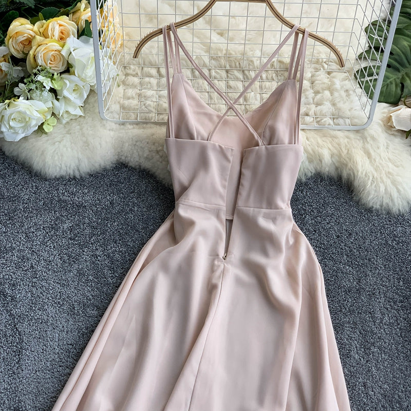 Robe courte trapèze en mousseline de soie, jolie robe tendance RF0177