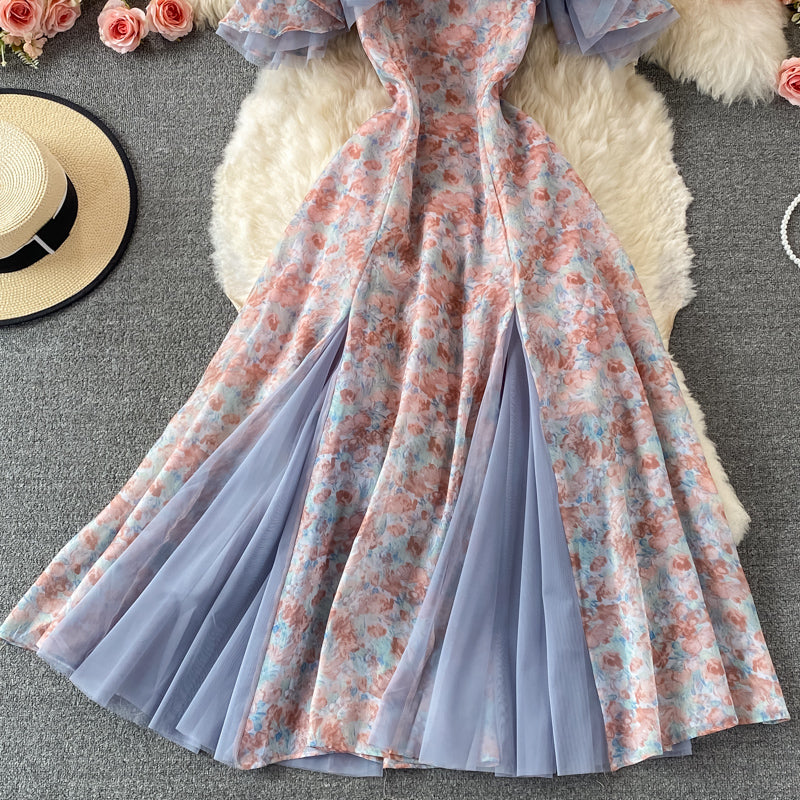 Cute Floral A Line Off Shoulder Dress Fashion Dress RF0167
