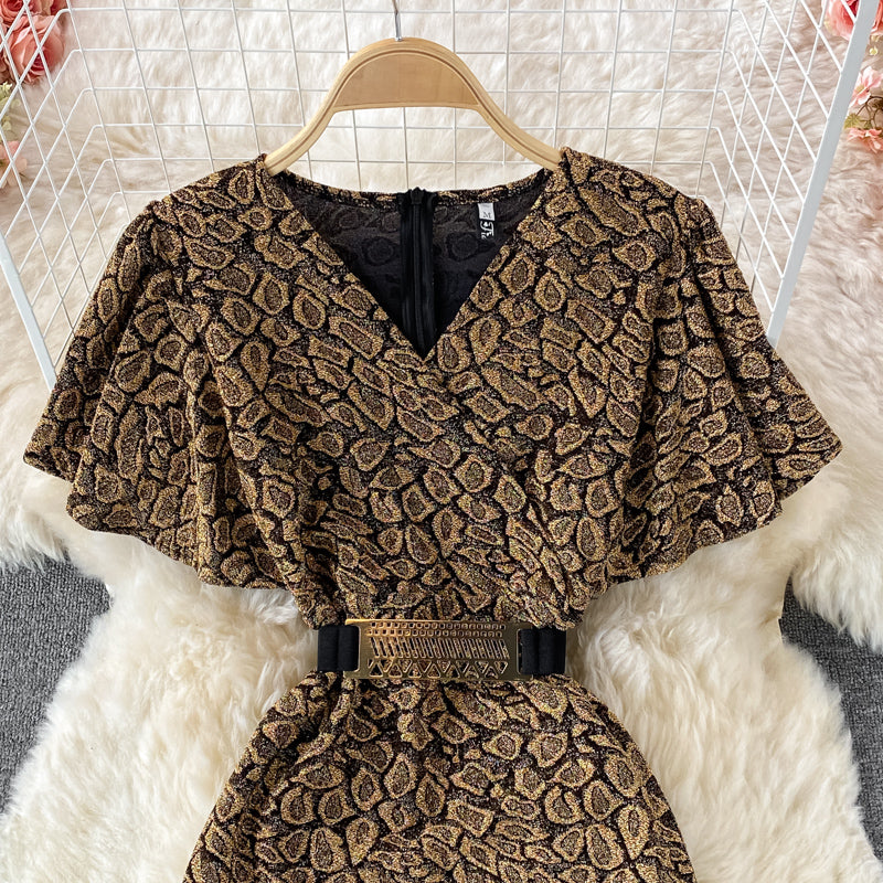 Robe courte élégante à col en V pour femme, RF0165