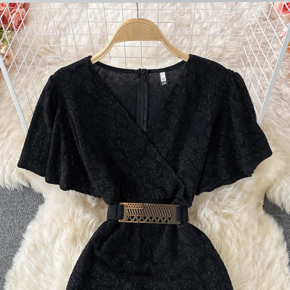 Robe courte élégante à col en V pour femme, RF0165