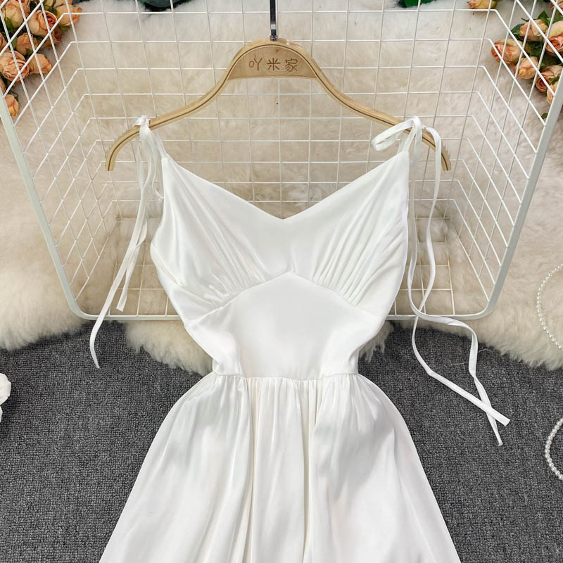 Simple V Neck Short White Dress Fashion Girls Dress RF0164