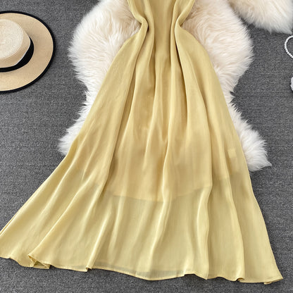 Yellow A Line Short Dress Fashion Girl Dress RF0163