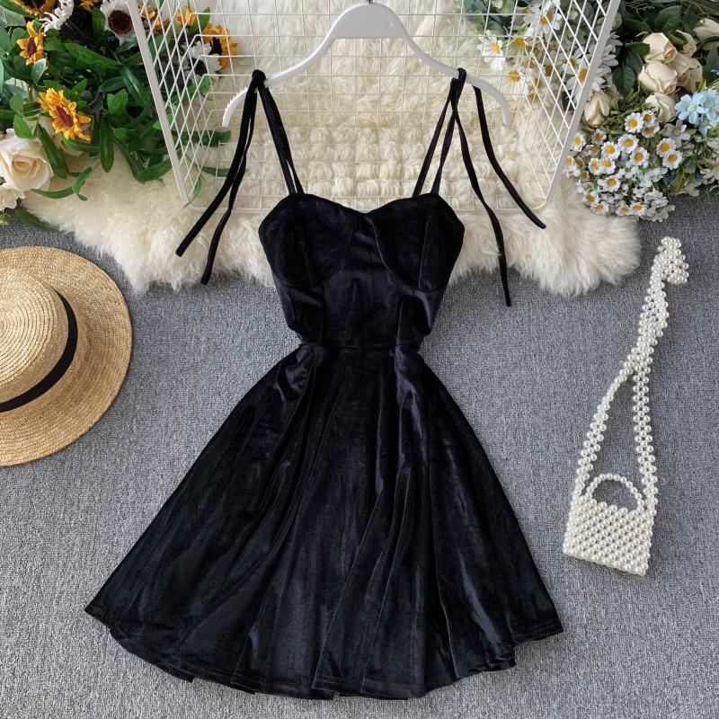 Cute Velvet Short A Line Dress Fashion Dress RF0154