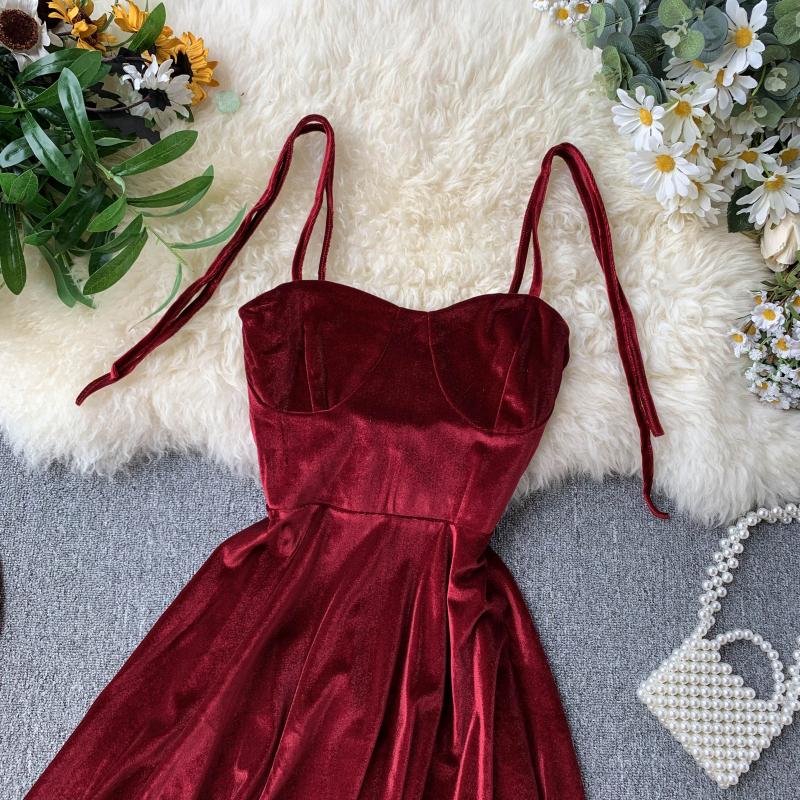 Cute Velvet Short A Line Dress Fashion Dress RF0154