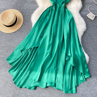 Cute A Line Irregular Dress Green Fashion Dress RF0153